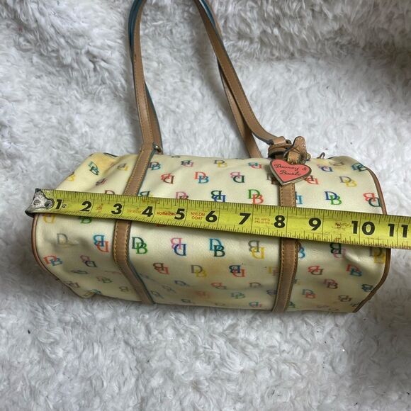 Dooney & Bourke PVC Multi color logo Bagette shoulder bag. Tan leather trims - Picture 14 of 16